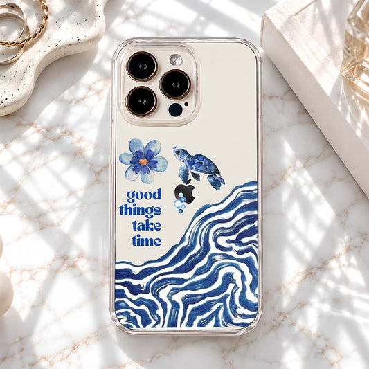 Blue Ocean Turtle Clear Silicon Cover