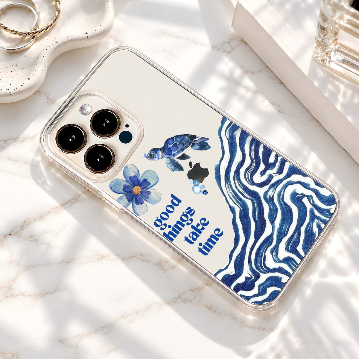 Blue Ocean Turtle Clear Silicon Cover