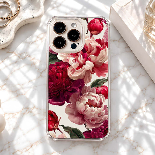 Blushing Pink Peonies Clear Silicon Cover