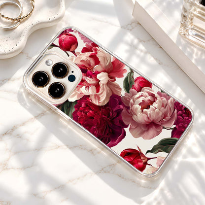 Blushing Pink Peonies Clear Silicon Cover