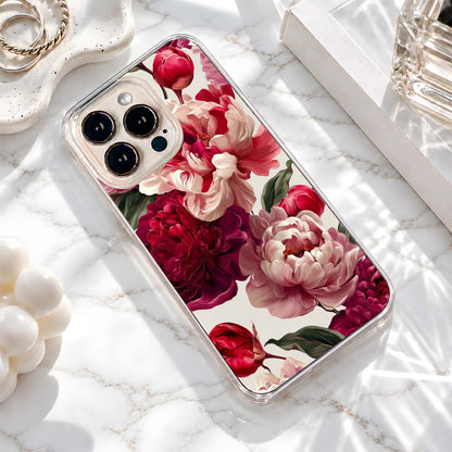 Blushing Pink Peonies Clear Silicon Cover