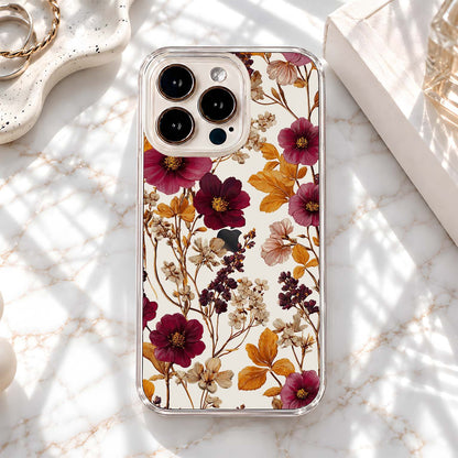 Burgundy Autumn Florals Clear Silicon Cover