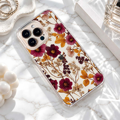Burgundy Autumn Florals Clear Silicon Cover