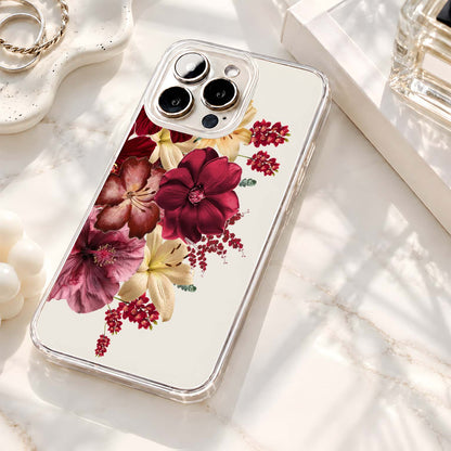 Burgundy Floral Bouquet Clear Silicon Cover