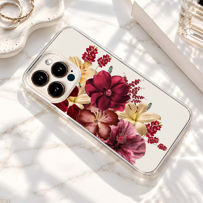 Burgundy Floral Bouquet Clear Silicon Cover