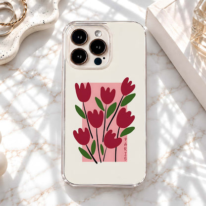 Burgundy Tulip Garden Clear Silicon Cover