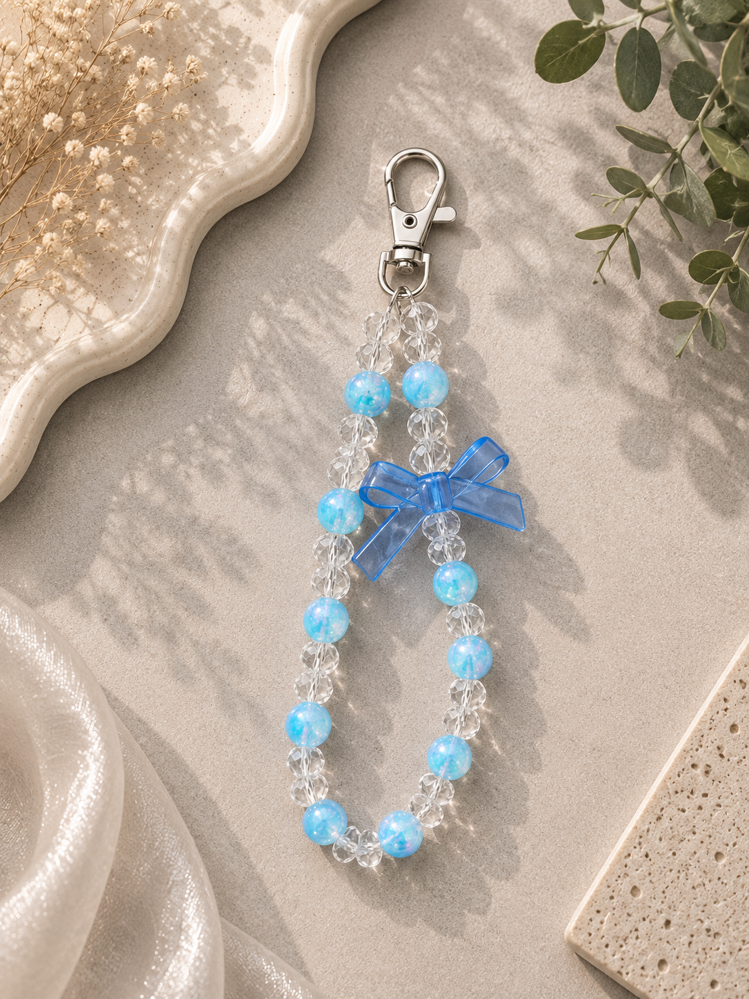 Aqua Ribbon Phone Charm