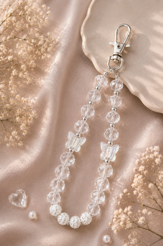 Transparent White Butterfly Phone Charm