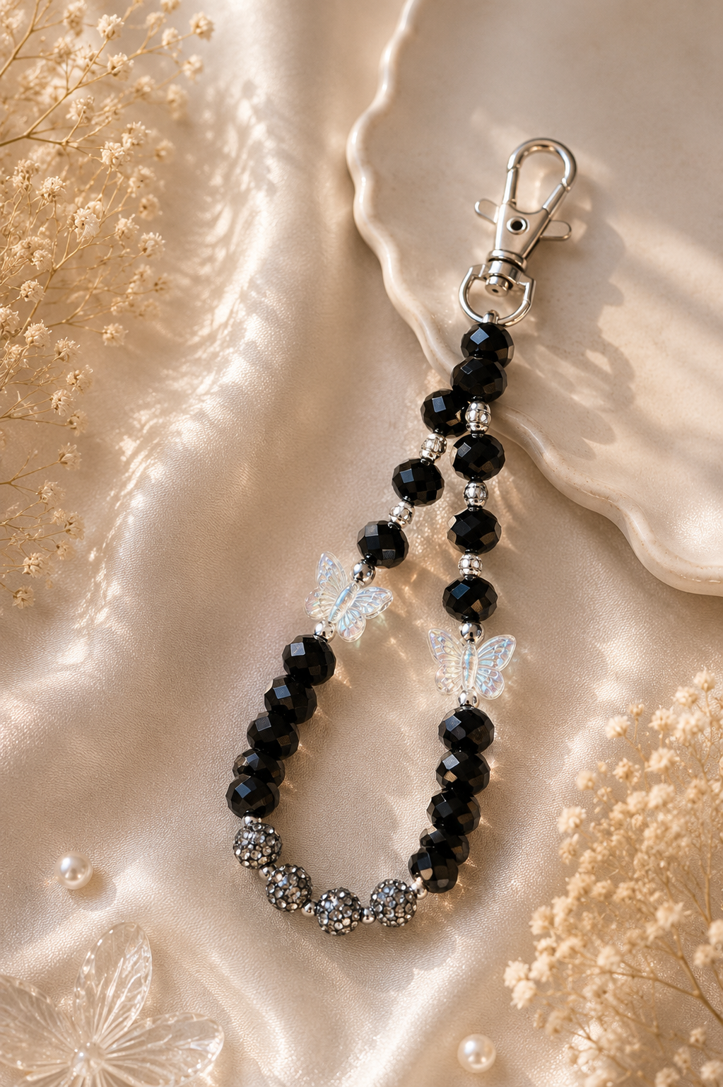 Black Butterfly Phone Charm