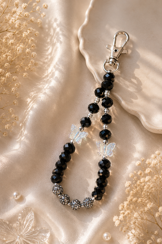 Black Butterfly Phone Charm