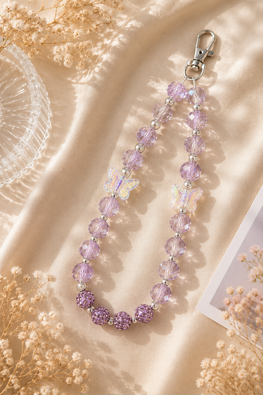 Light Purple Butterfly Phone Charm
