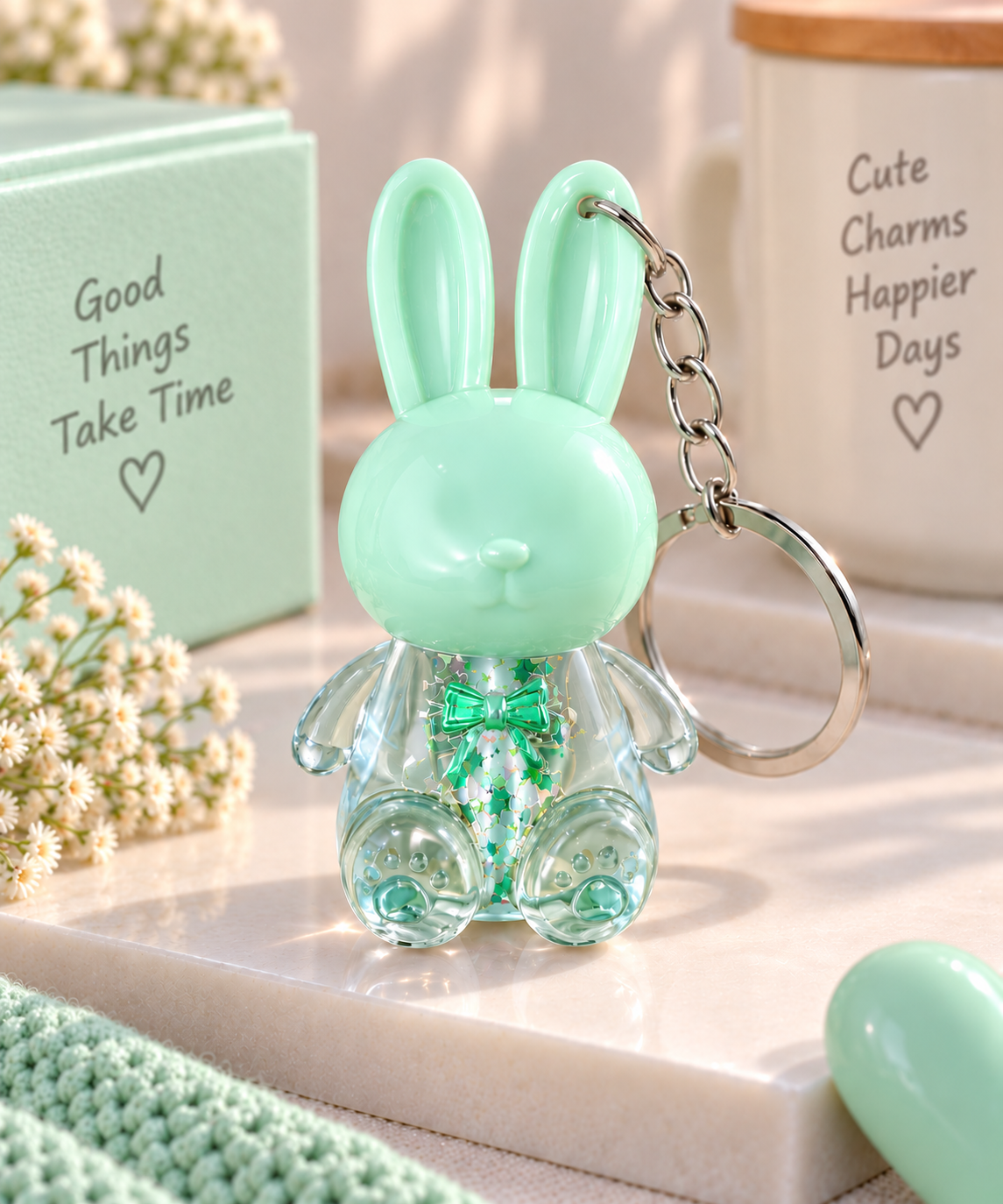 Pastel Bunny Charm Keyrings
