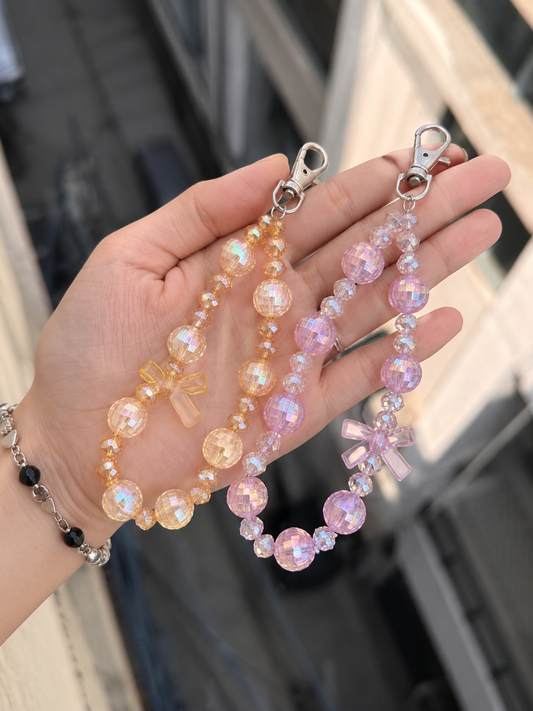 Crystal Pink Disco Phone Charm