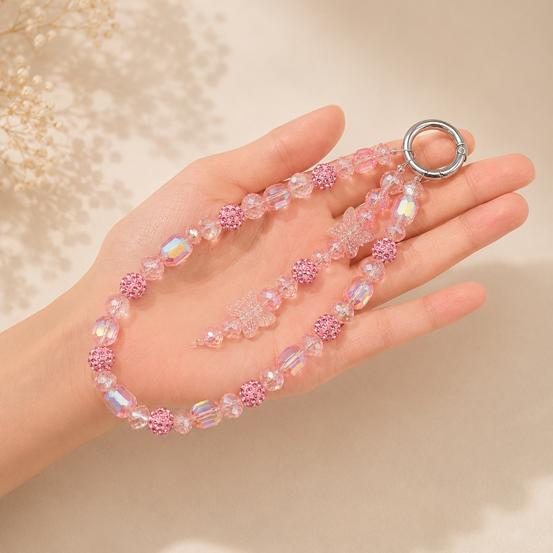 Rosy Crystal Loop Phone Charm