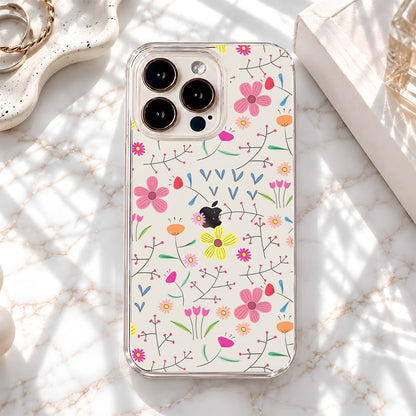 Colorful Embroidered Floral Pattern Clear Silicon Cover