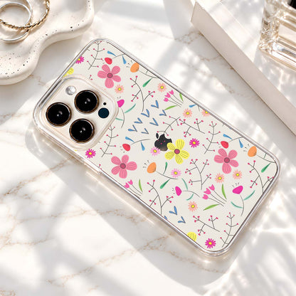 Colorful Embroidered Floral Pattern Clear Silicon Cover