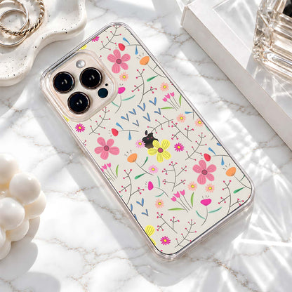 Colorful Embroidered Floral Pattern Clear Silicon Cover