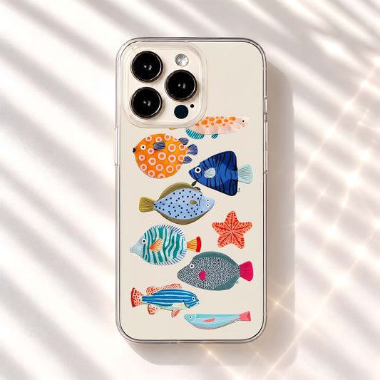 Colorful Triangle Fish Clear Silicon Cover