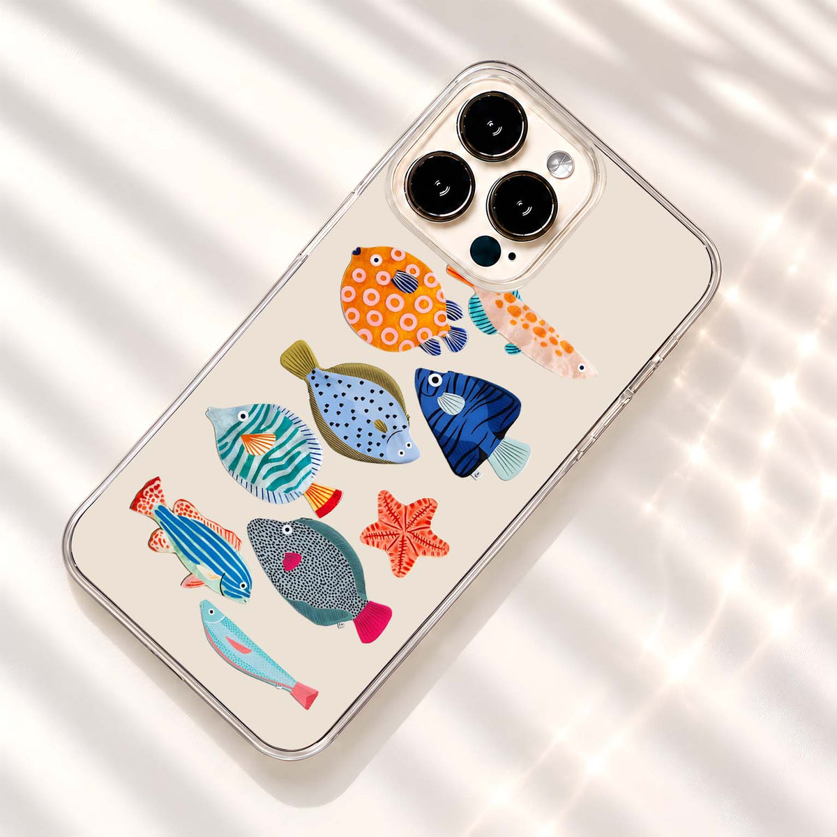 Colorful Triangle Fish Clear Silicon Cover