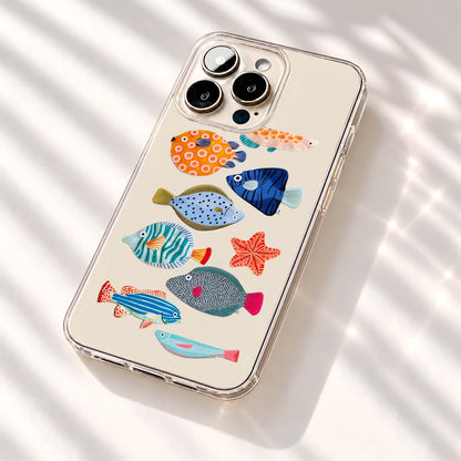 Colorful Triangle Fish Clear Silicon Cover