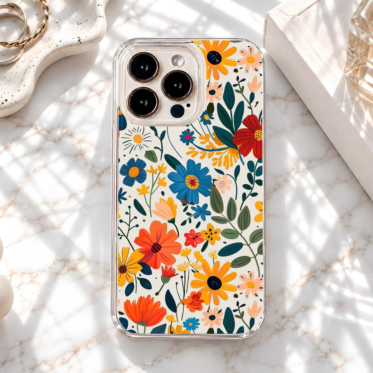 Colorful Wildflower Garden Pattern Clear Silicon Cover