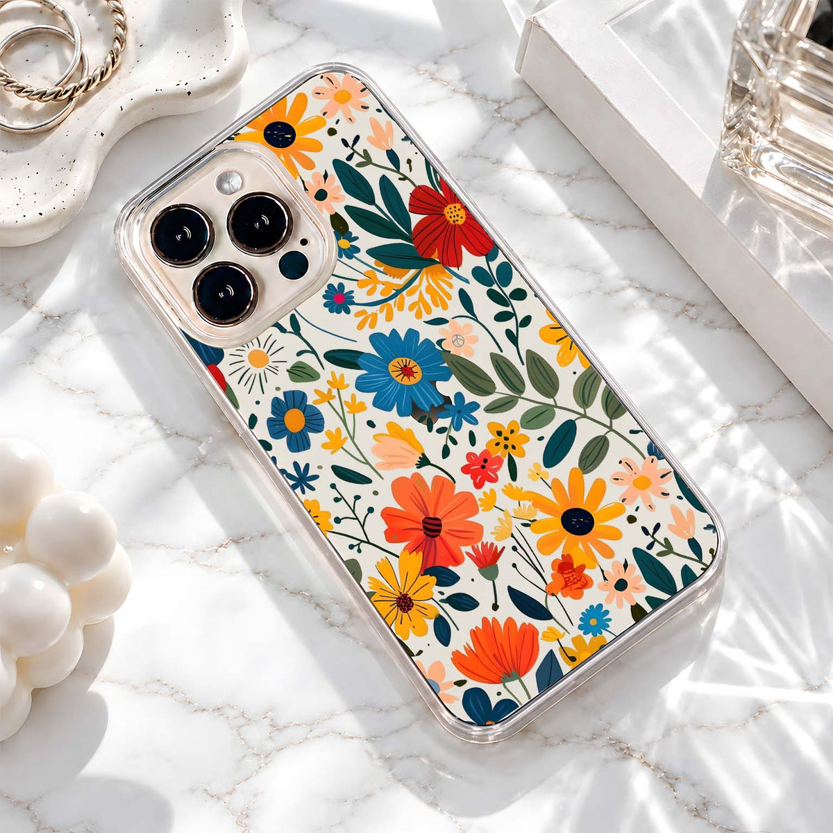 Colorful Wildflower Garden Pattern Clear Silicon Cover
