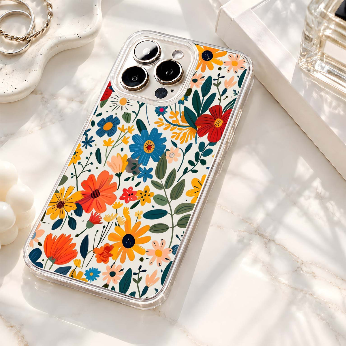 Colorful Wildflower Garden Pattern Clear Silicon Cover
