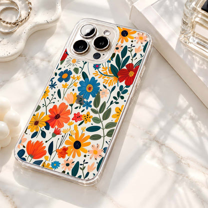 Colorful Wildflower Garden Pattern Clear Silicon Cover