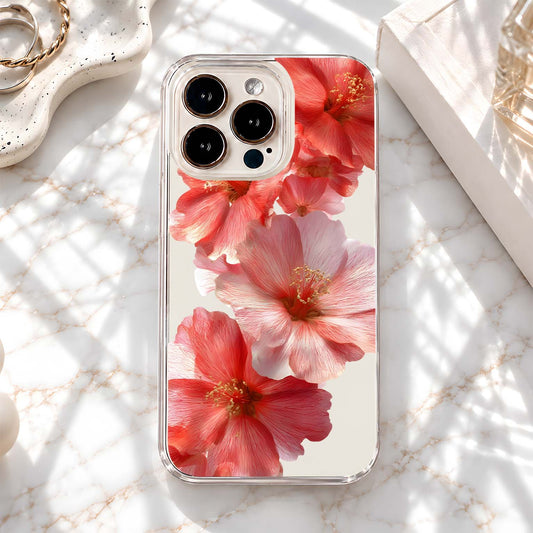 Coral Pink Blossoms Clear Silicon Cover