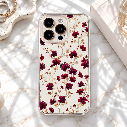Crimson Floral Bloom Clear Silicon Cover
