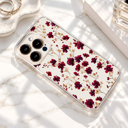 Crimson Floral Bloom Clear Silicon Cover