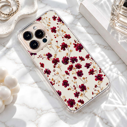 Crimson Floral Bloom Clear Silicon Cover
