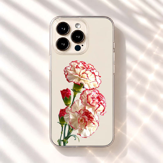 Crimson Tipped Carnations Clear Silicon Cover