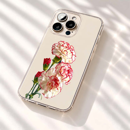 Crimson Tipped Carnations Clear Silicon Cover