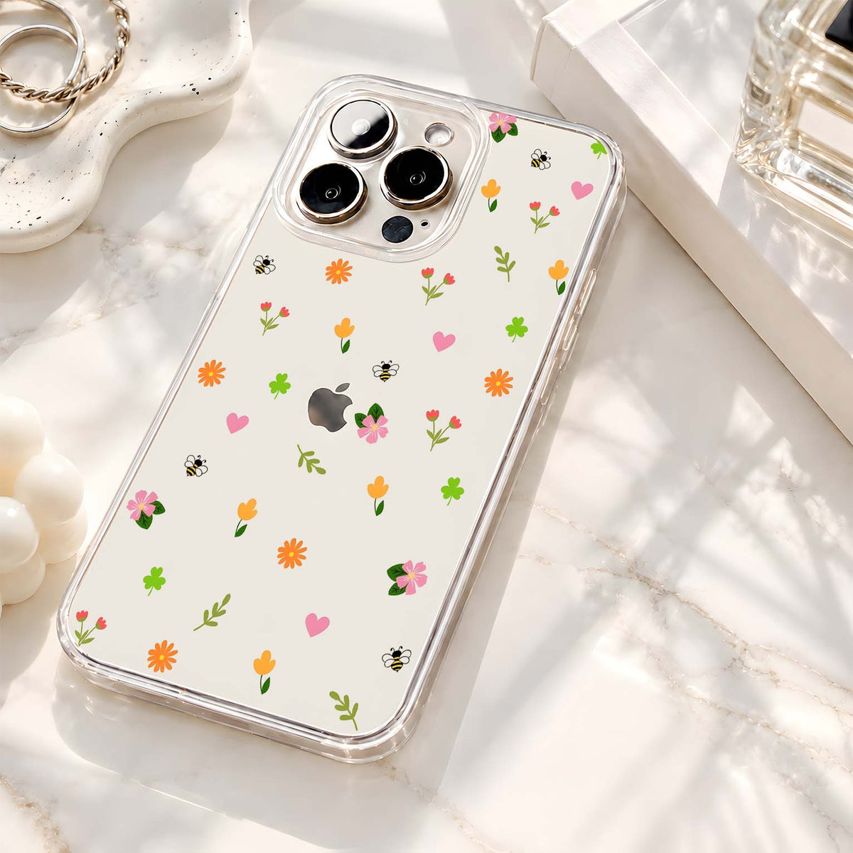 Cute Spring Flower Doodles Clear Silicon Cover