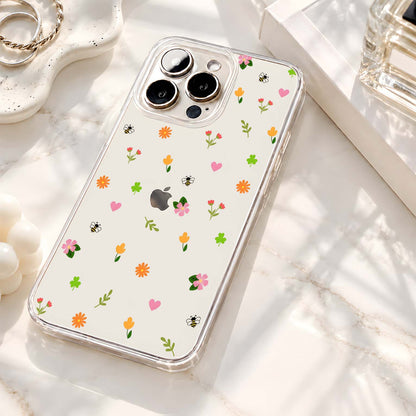 Cute Spring Flower Doodles Clear Silicon Cover