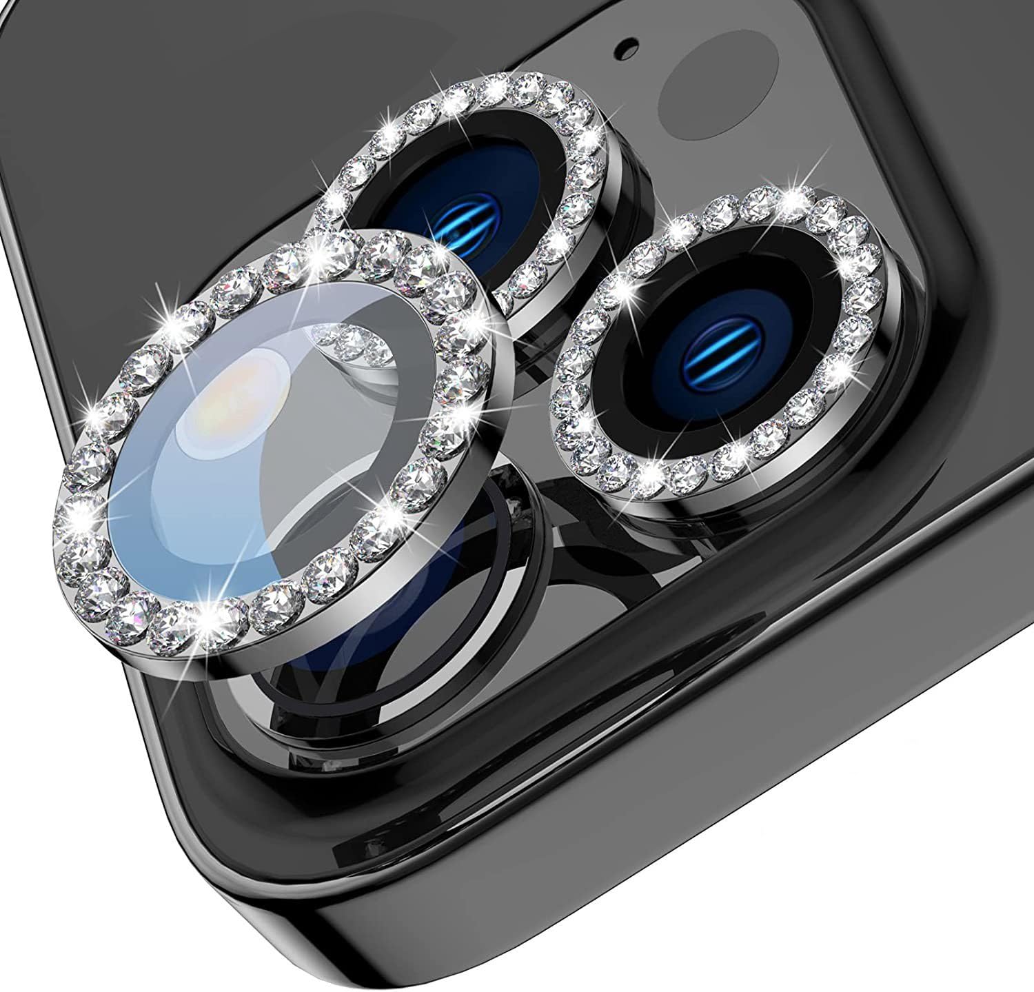 Diamond Camera Lens Protector for Apple iPhone 11 12 Series HD Clear Real Glass Protection Metal Alloy Full Fit Lens Ring Cover