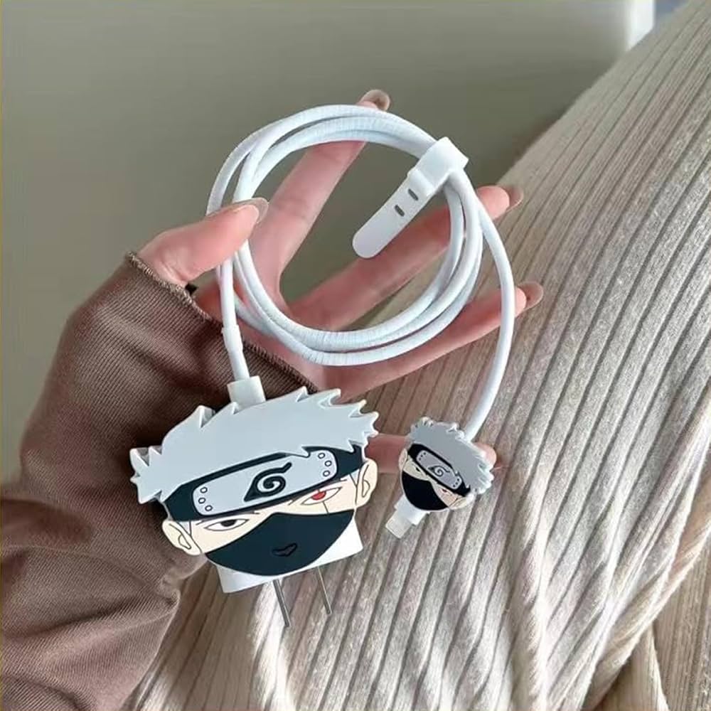 Naruto Kakashi  Apple iPhone Charger Case | Lightning Charger/Cable Protector Cover for iPhone Charger-Naruto Kakashi