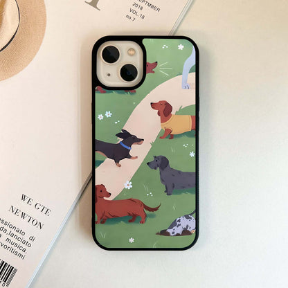 Dachshund Parade Walk Glass Case