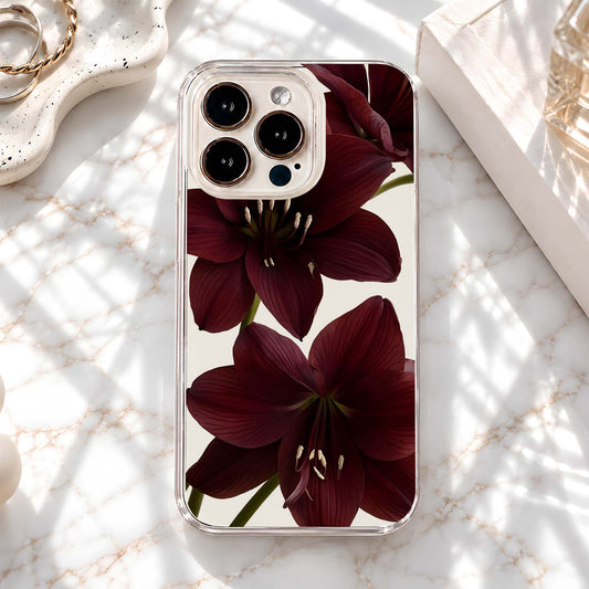Dark Burgundy Lilies Clear Silicon Cover