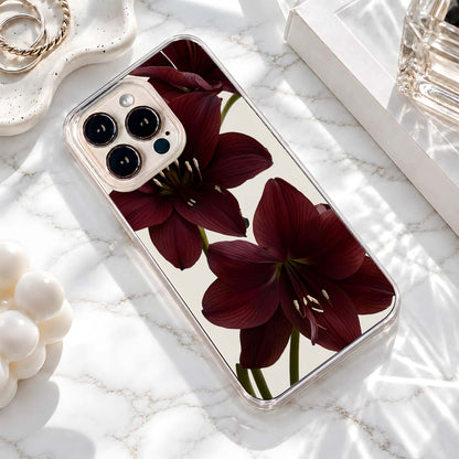 Dark Burgundy Lilies Clear Silicon Cover