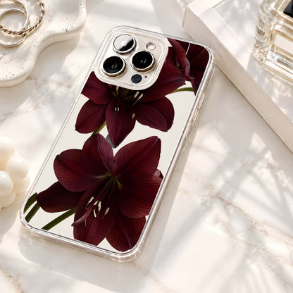 Dark Burgundy Lilies Clear Silicon Cover