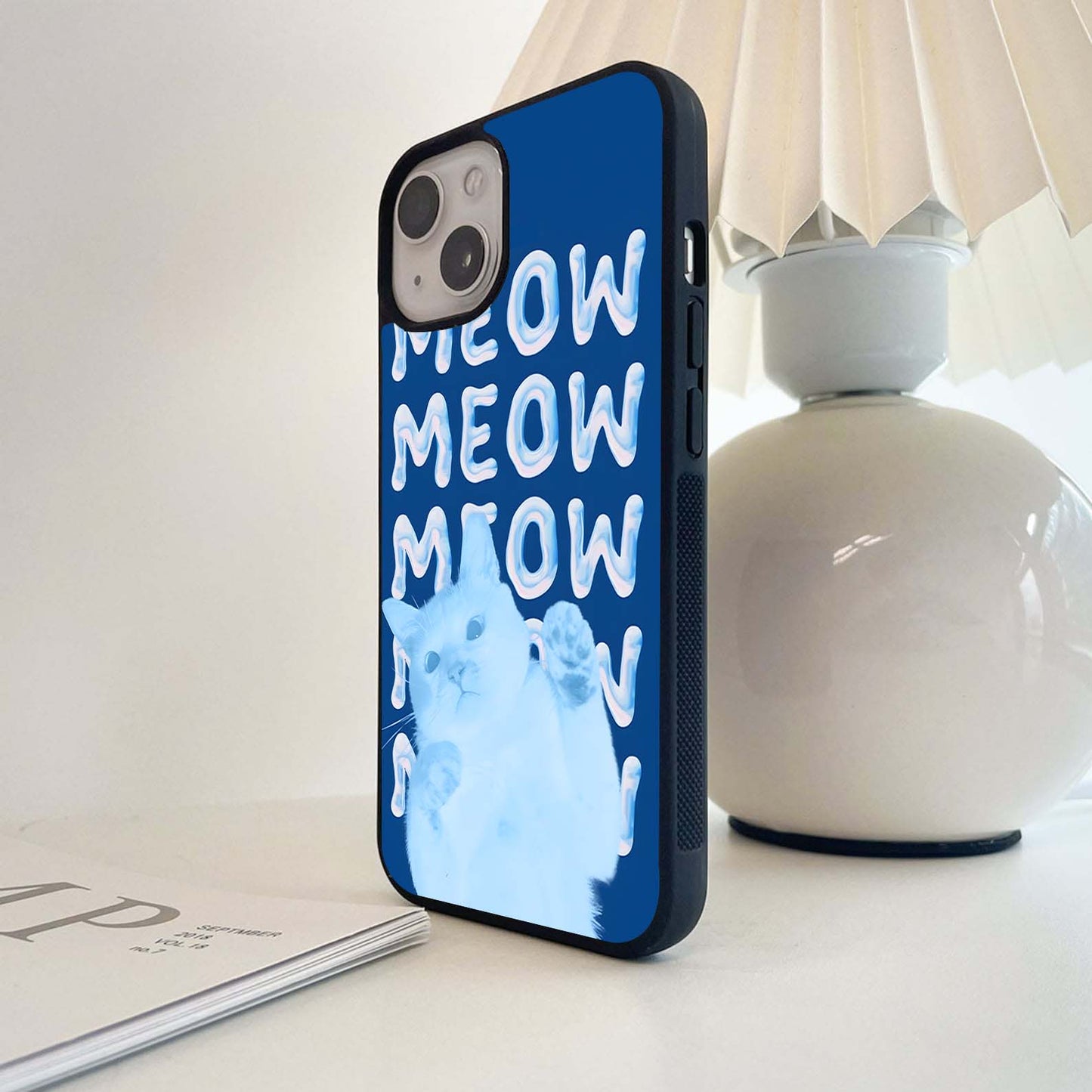 Blue Meow Glass Case