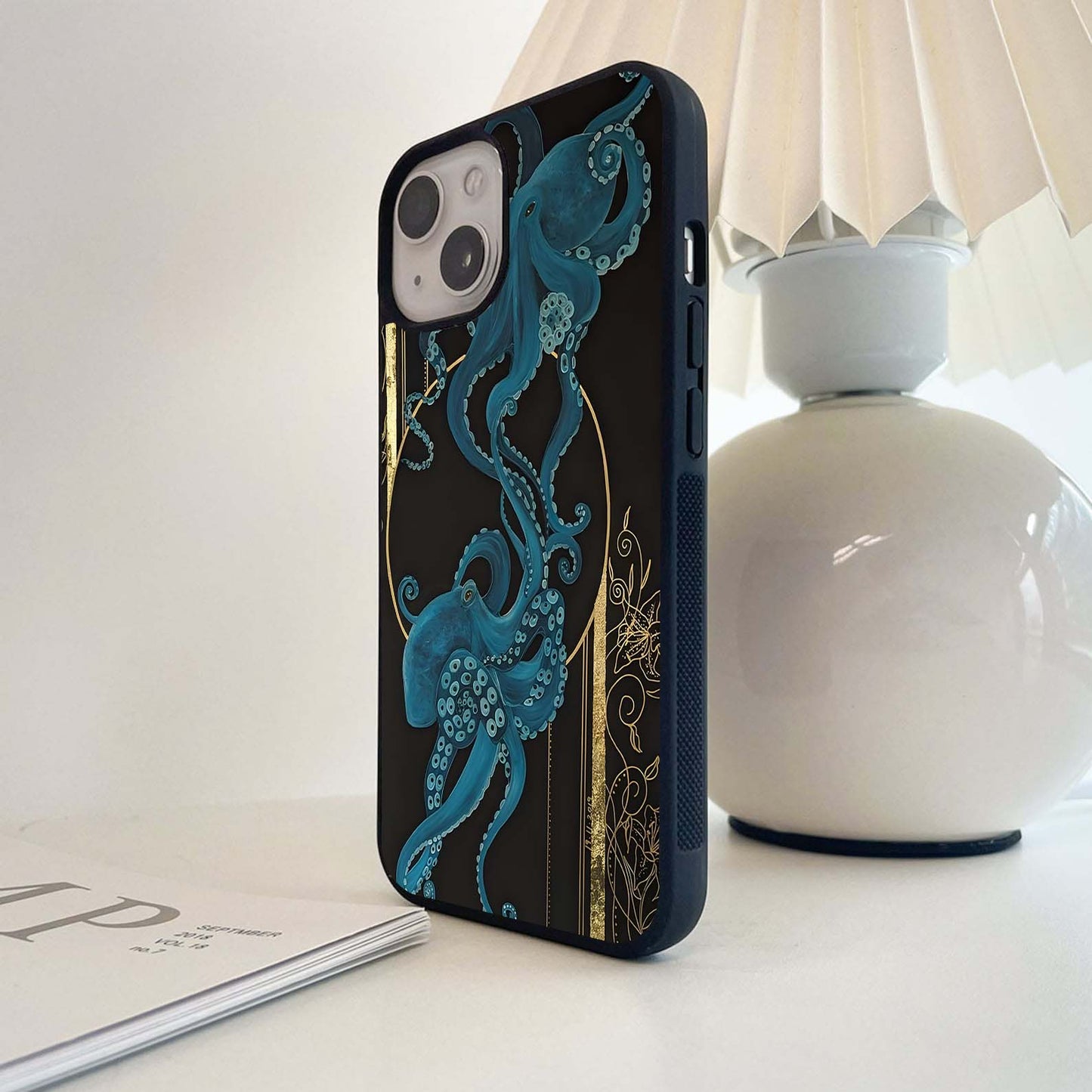 Aqua Octopus Glass Case