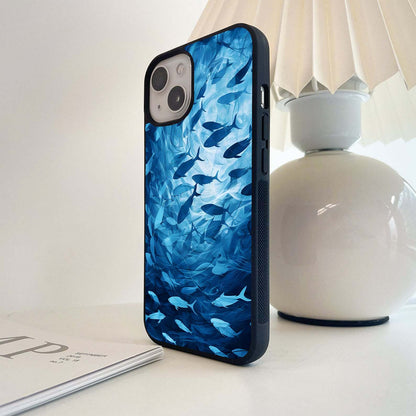 Aqua Drift Bloom Glass Case