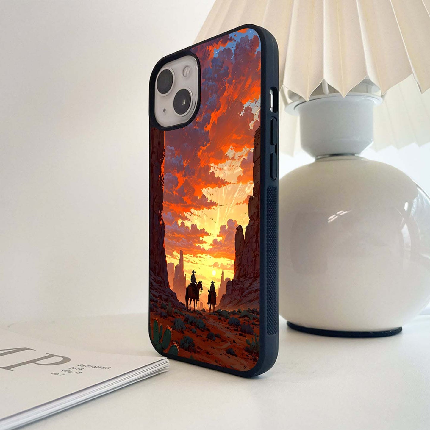 Western Sunset Ride Glass Case