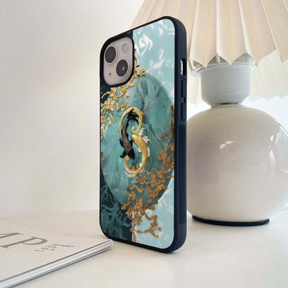 Golden Koi Harmony Glass Case