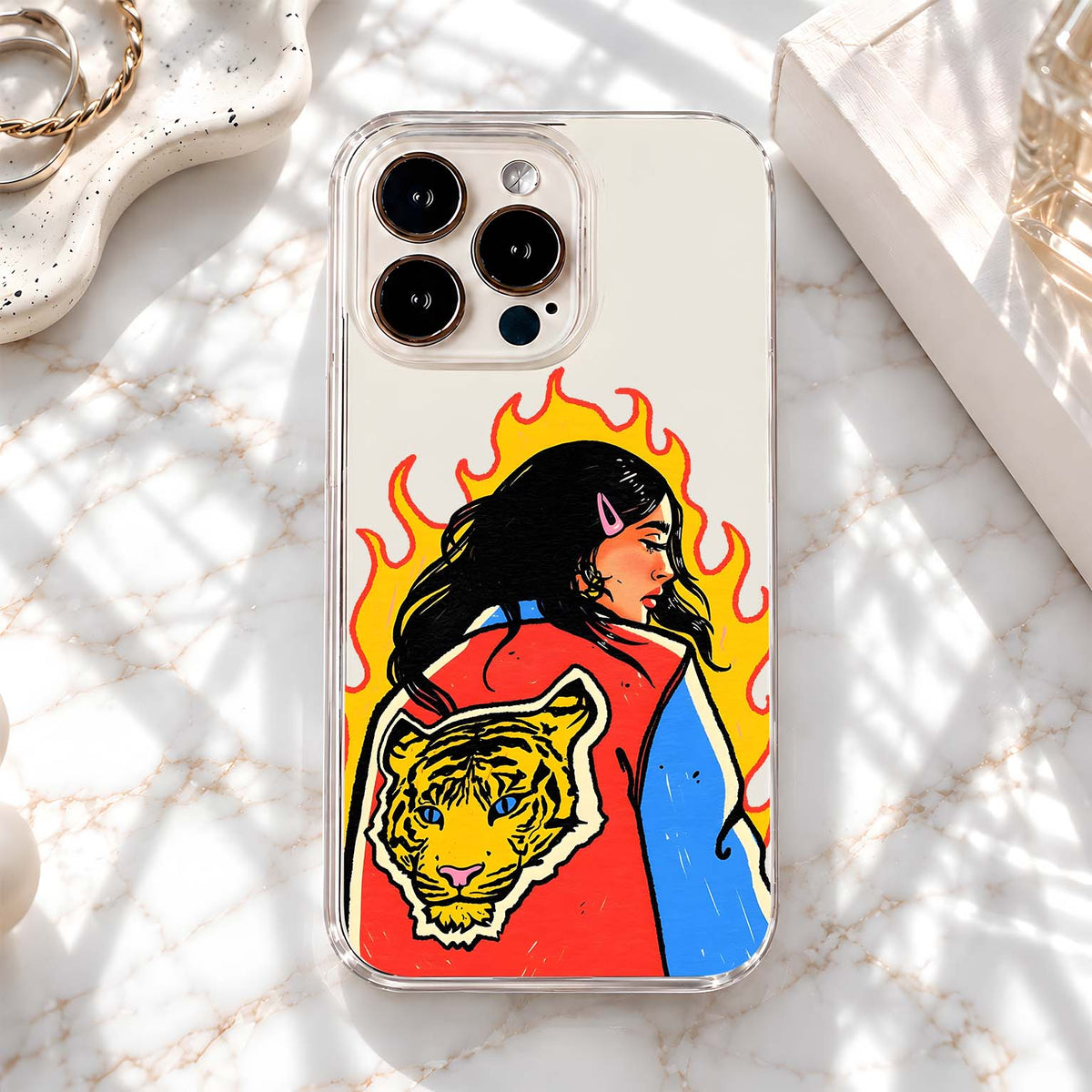Fiery Tiger Girl Clear Silicon Cover