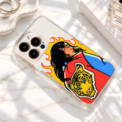 Fiery Tiger Girl Clear Silicon Cover