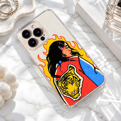 Fiery Tiger Girl Clear Silicon Cover